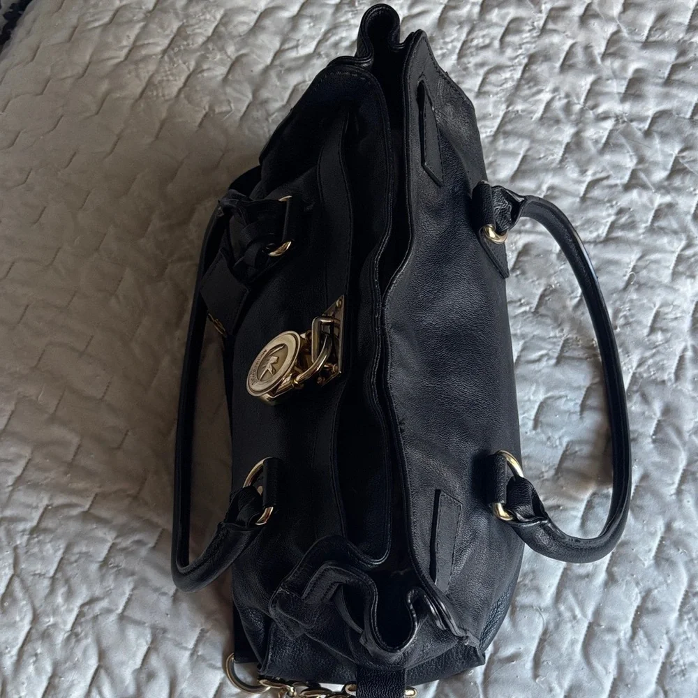 Michael Kors Black Satchel with Gold Accents